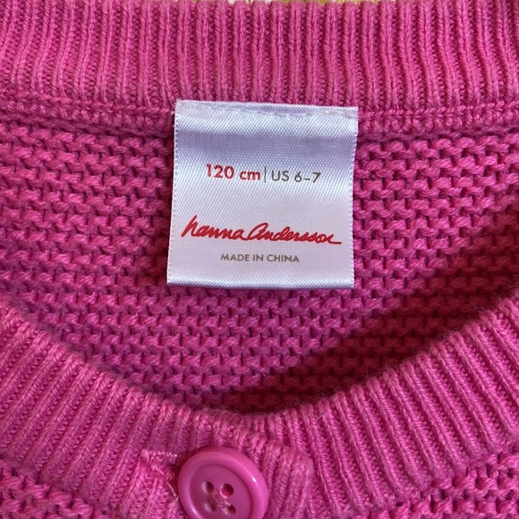 Hanna Andersson Girl’s Cute Pink Button Front Cotton Blend Cardigan size 6-7Y - Picture 3 of 6